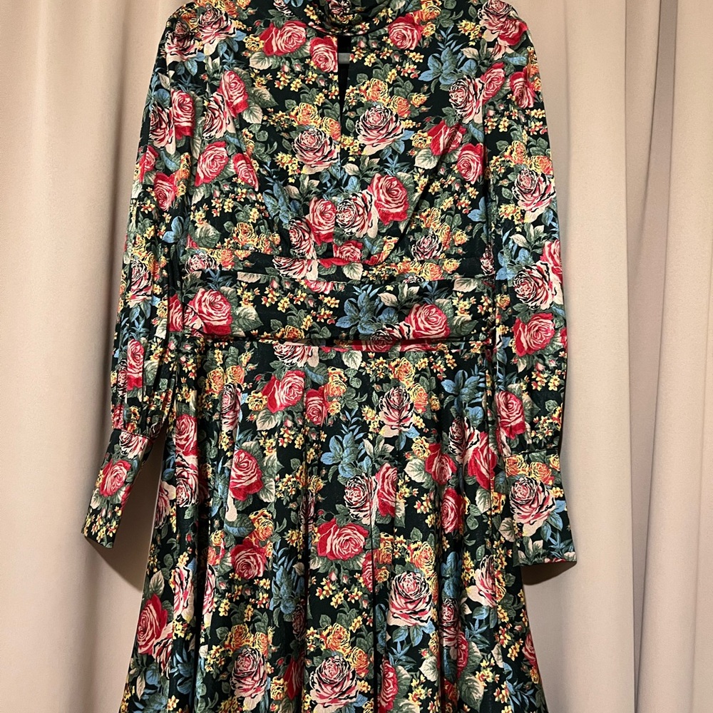 Wayf Pink and Orange Long Sleeve Wrap Dress